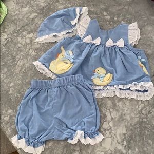 Baby crew size 3/6 duck outfit with hat